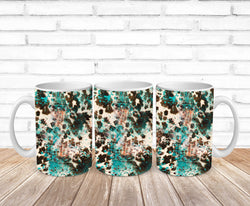 turquoise cowhide