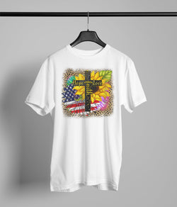 Faith hope love cross sunflower American flag