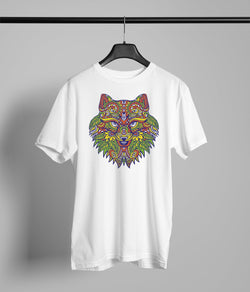 colorful wolf mandala